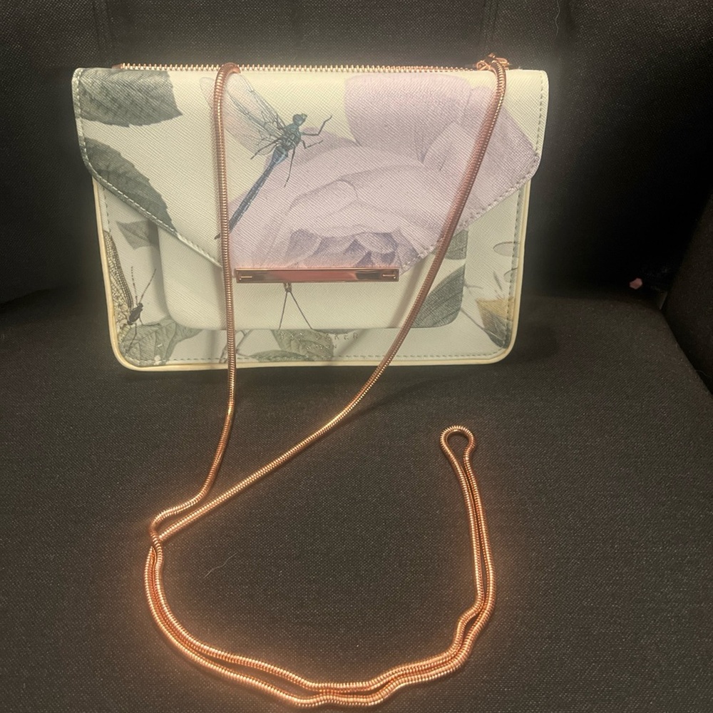 Ted Baker London Floral White and Pink Crossbody Bag / Mini Clutch